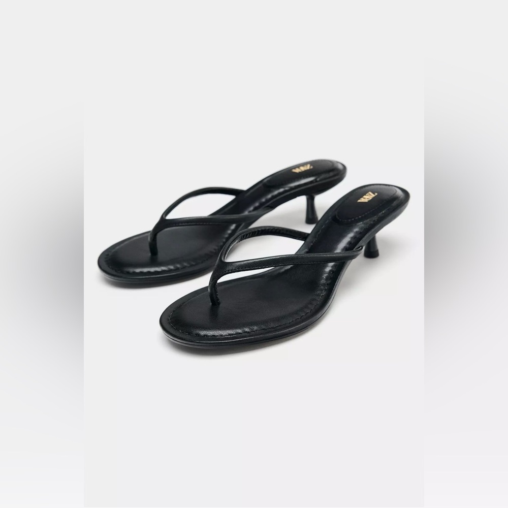 Zara Black Kitten Heel Sandals
